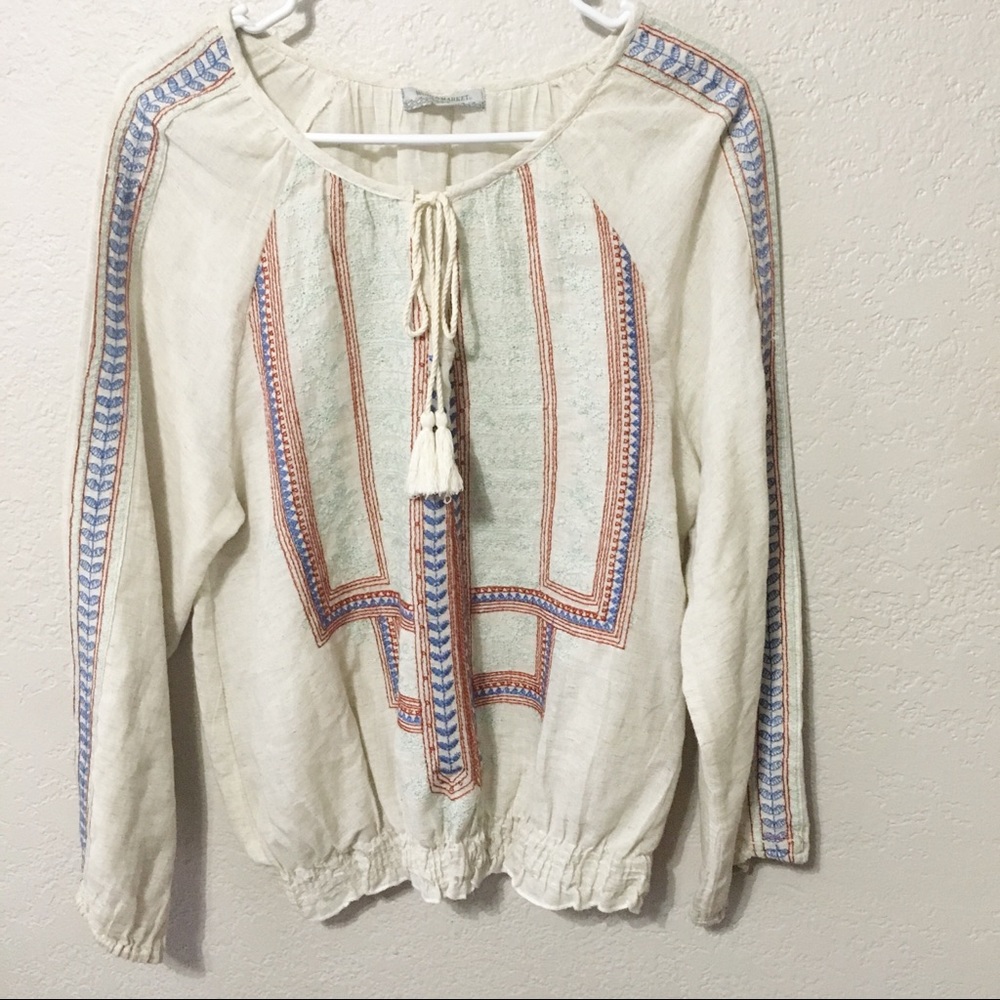 World Market | Boho Embroidered Long Sleeve Top
